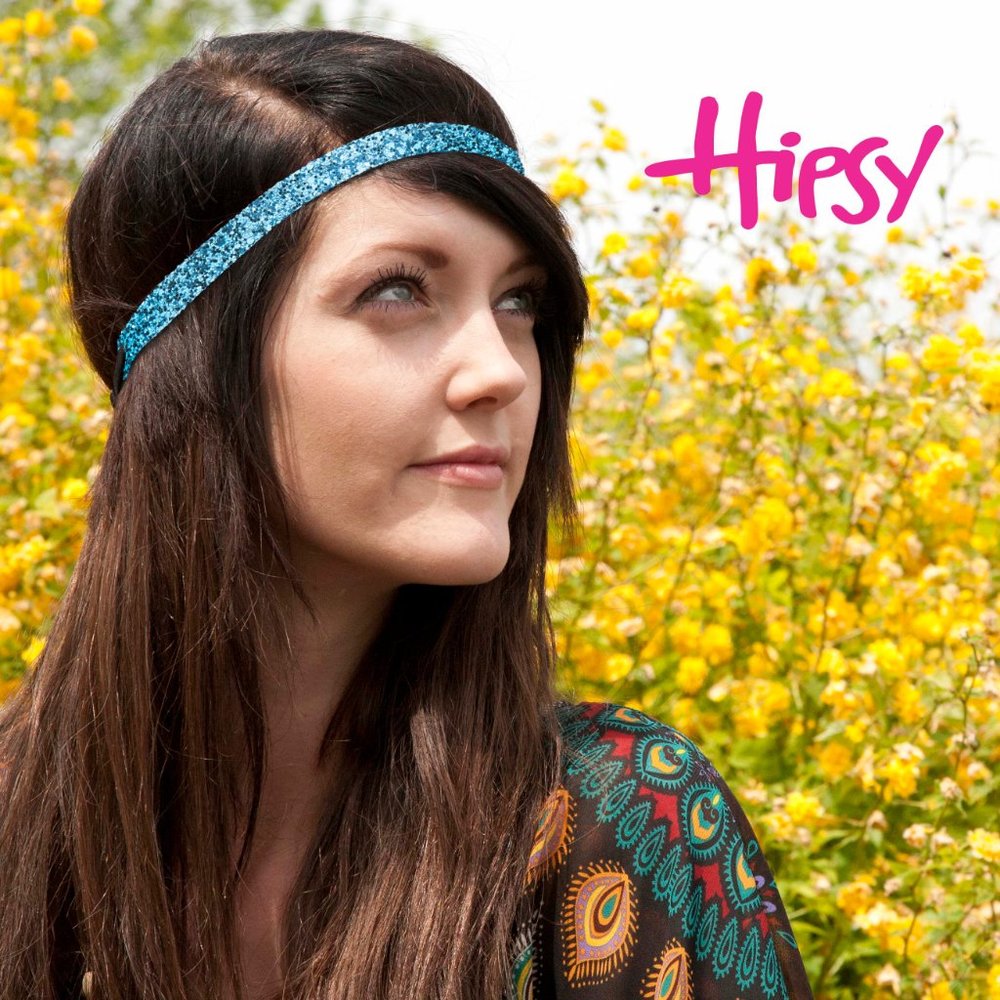 Hipsy Teal Adjustable & No Slip Skinny Bling Glitter Hair Headband